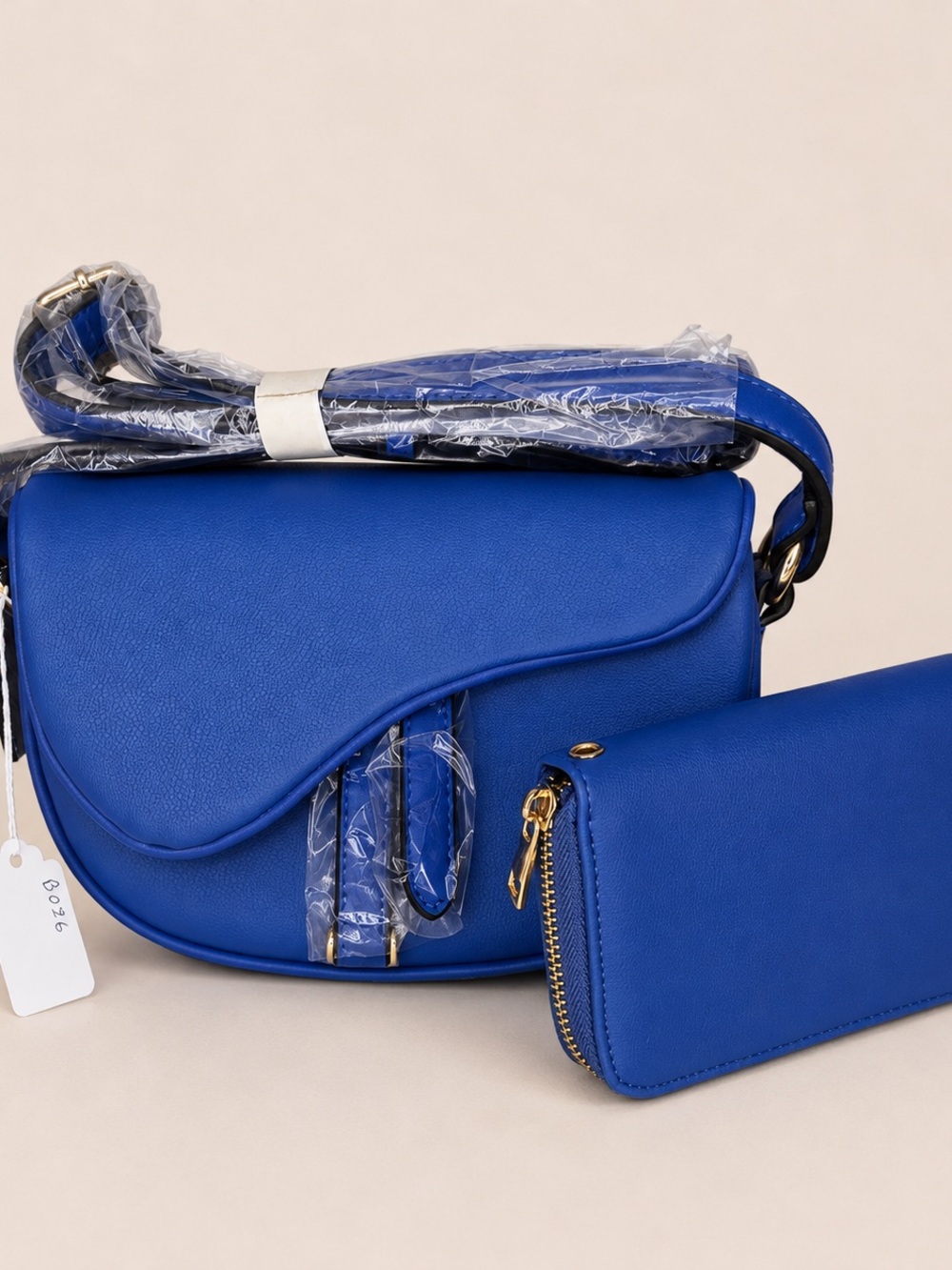 Cobalt Blue Crossbody Bag with Matching Wallet - Women